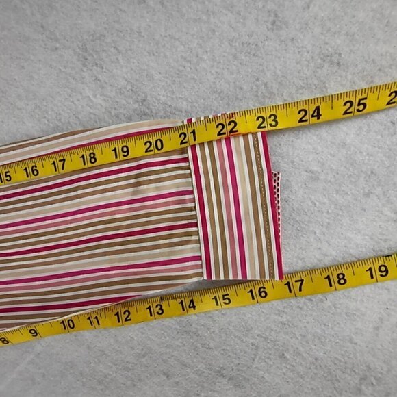 Liz Claiborne 100% Cotton White Tan Pink Striped Button Down Shirt Size Petite M - Picture 10 of 14